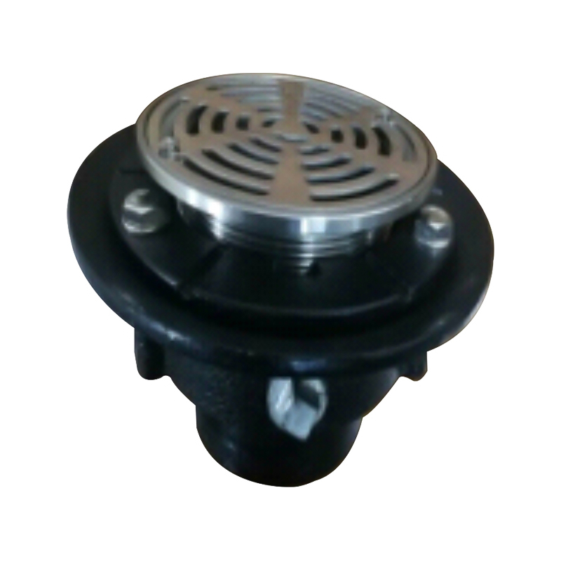 GH-6025 Cast iron adjustable shower drain with round brass   grate and strainer