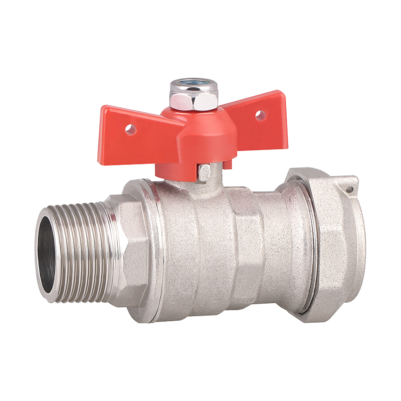 GH-1017  Nickel plated brass forged male ball valve with butterfly handle